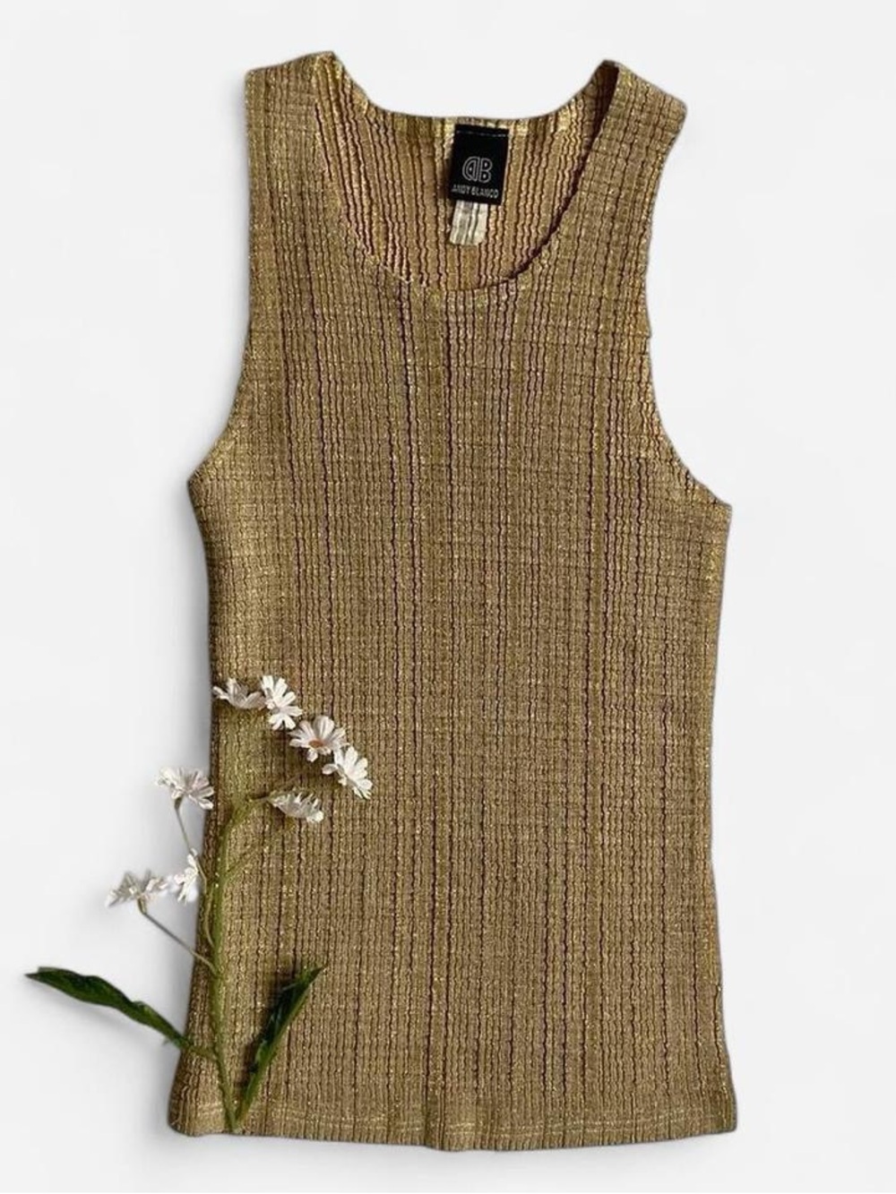 Vintage 90s y2k slinky gold sleeveless top